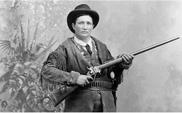 Portrait de Calamity Jane, fusil en main